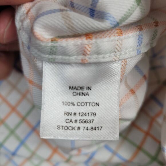 Johnston & Murphy XC4 Shirt Mens XL Blue Plaid Button Down Long Sleeve - Picture 6 of 7